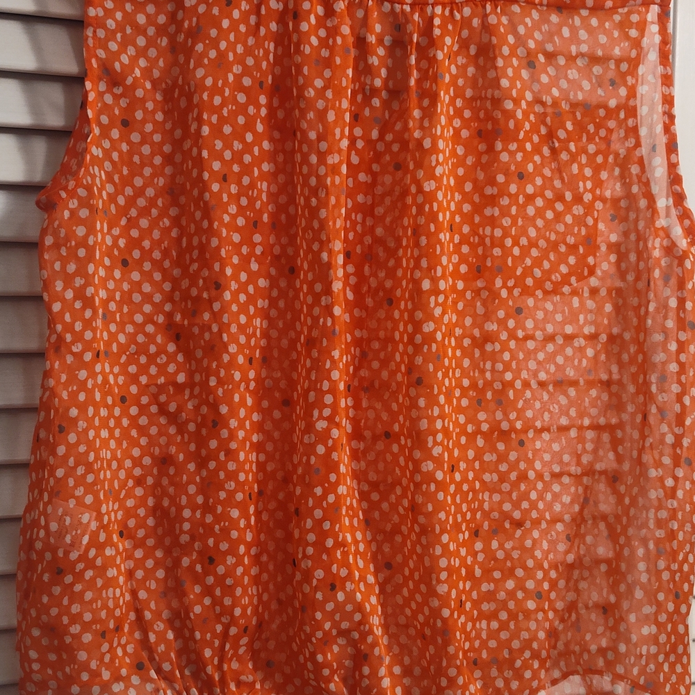 Ruched Orange Sleeveless Tank Top
